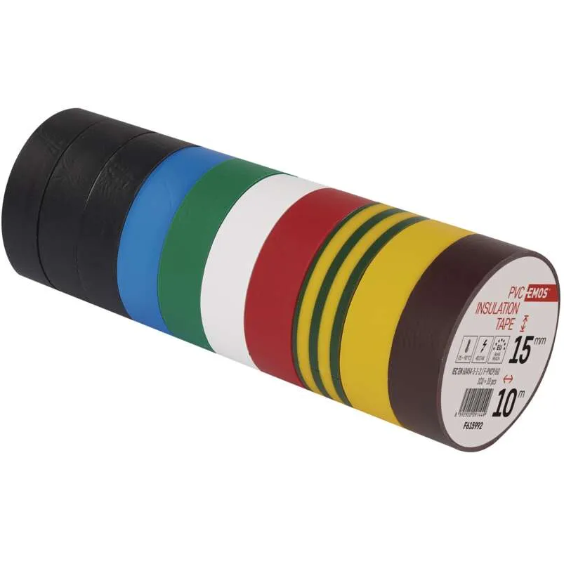 Izolační páska EMOS PVC 15 mm / 10 m barevný mix 10 ks