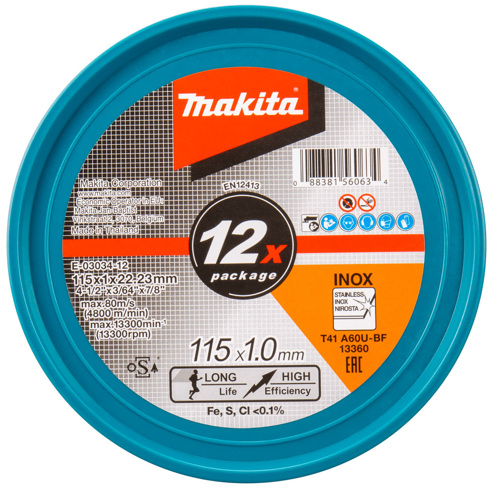 Sada řezných kotoučů na kov MAKITA 115 x 1,0 x 22,23 mm 12 ks